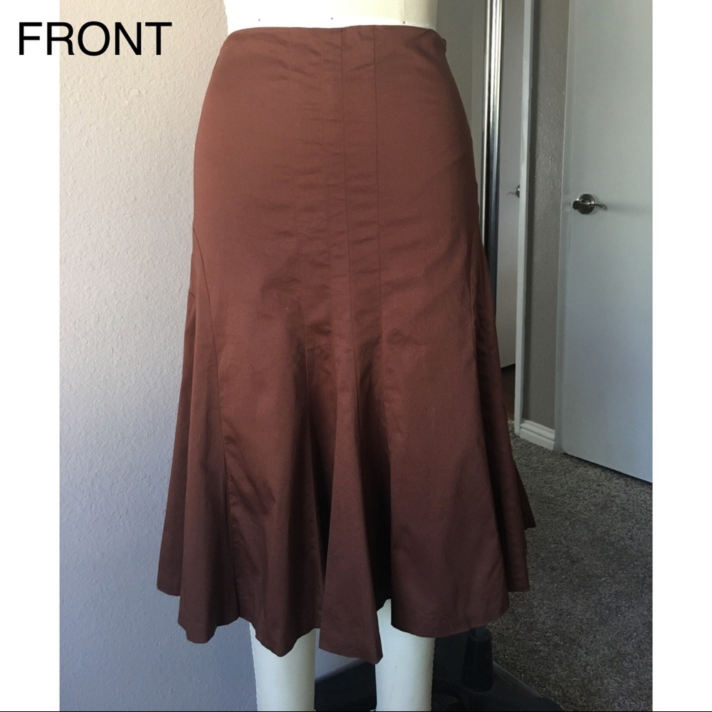 Anthropology Brown Fitted Skirt w/ Flared Panels